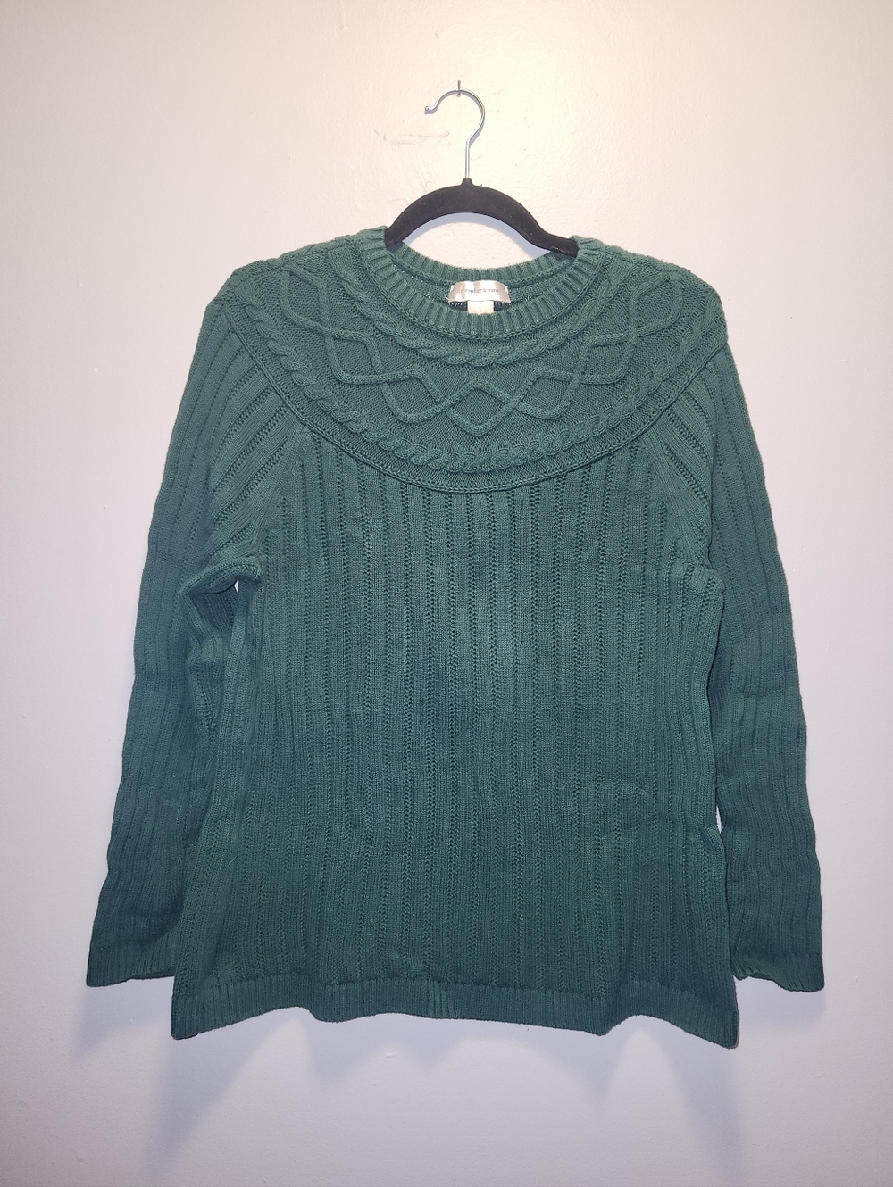 Christopher & Banks Green Cable Knit Chunky Sweater | Fishermancore | Large